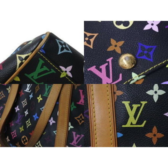 Louis Vuitton Aurelia GM Tote Bag Monogram Multi Noir Black Leather - Picture 7 of 8